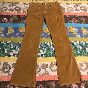 “R4R premium denim” corduroy bootcut flare pants rhinestone & beaded embroidery